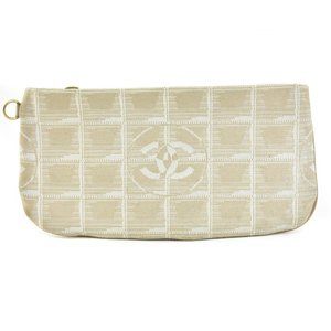 CHANEL "Traveline": Beige CC Logo Pouch/Clutch my
